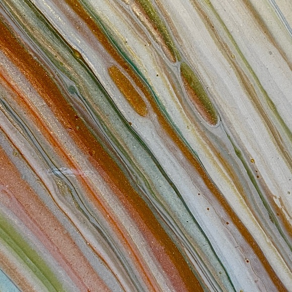 Original art 8x8” wooden panel paintings, acrylic pour with resin, soft pastels - Picture 10 of 13